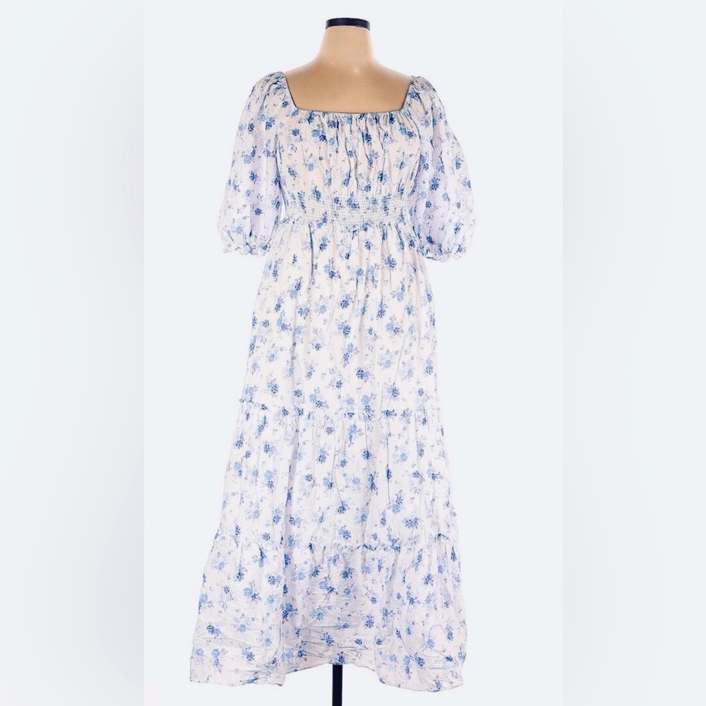 LoveShackFancy Floral White Maxi Dress Cottagecore